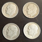3 1957 & 1 1947 Roosevelt Dime 10C 90% Silver Business Strike Lot of 4 Coins 215