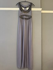 Warehouse Grey Embellished Maxi Dress Size 8 Evening Occasion Formal Dress