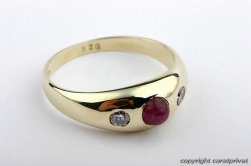 Ruby ring 14kt 585 gold ring ruby cabouchon brill… - image 4