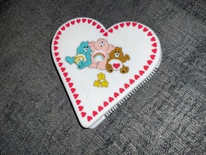 Care Bears  1984 Heart Shaped Mirror And Comb Purse Set Wish Cheer Tenderheart