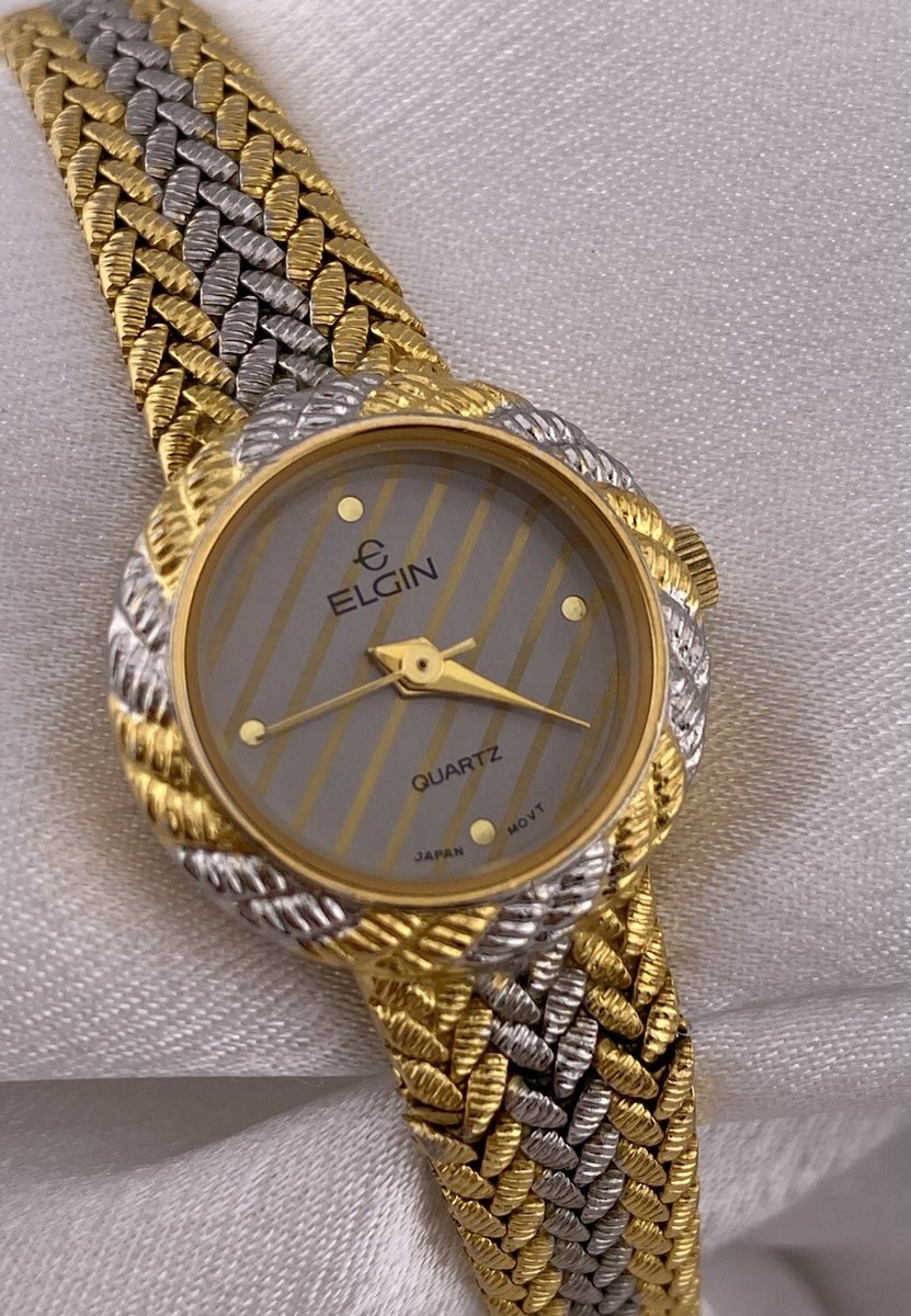 Vintage Elgin Silver Gold Tone Round Braided Thin Dainty  display picture 1
