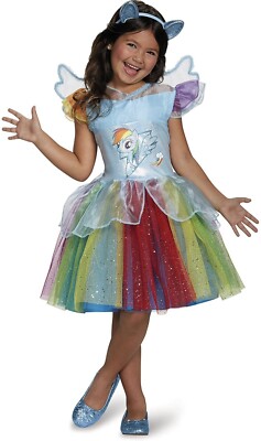 My Little Pony Rainbow Dash Costume Girls Size Small 4-6  Pre-owned No Wings