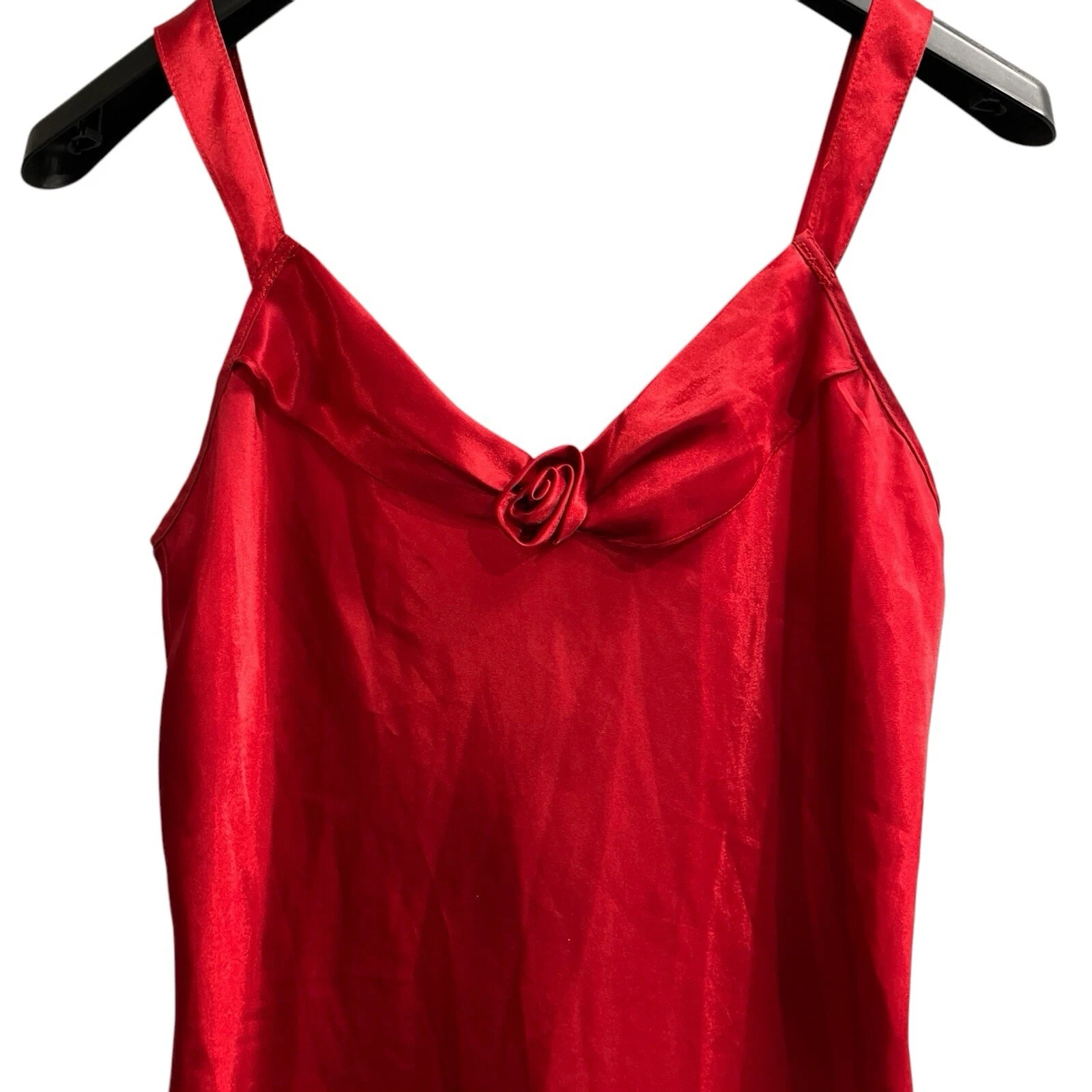 VALENTINO Abito Slip Vintage California Dynasty Donna S Rosso Raso Maxi 3D Floreale Y2K Fata