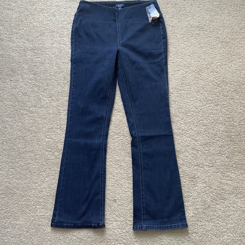 D&Co Denim & Co. Signature Lycra Flex Dark Pull On Bootcut Jeans Women's 12 NWT