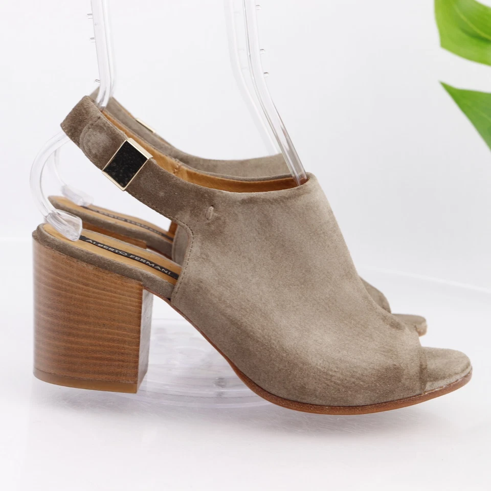 Botín Sandalia Alberto Fermani Mujer Ancona Talla 38.5 8.5 Taupe Gamuza Tacón Bloque Foto 3 de 4