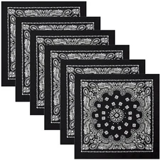 Black Trainmen Paisley Bandana 6-Pack Extra Large Head & Face Wrap 27"x27"