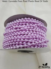 4mm Faux Pearl Plastic BEADS on a String - 24 yards Per Spool - Choose Color