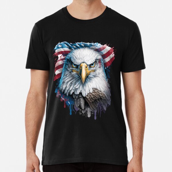 Proud Bald Eagle Design Short Sleeve Tee for Patriots S-5XL