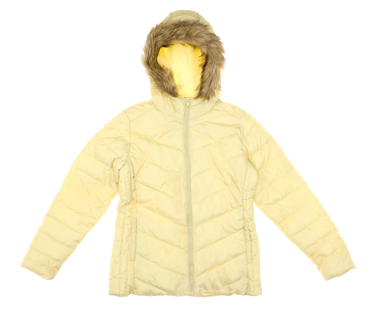 U.S. Polo Assn. X5903 Womens Ered Cozy Faux Fur Hooded Puffer Jacket Size S