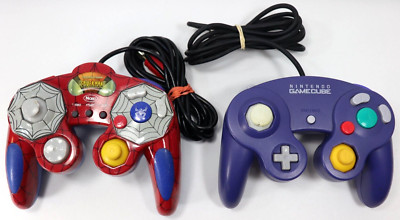 Nintendo Gamecube Controllers OEM PURPLE & NAKI Marvel Spiderman Untested H1