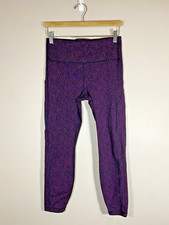 Athleta Ultimate Stash Textured 7/8 Tight Women's MEDIUM Black Purple Legging