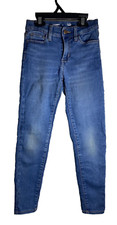 Old Navy Stretch Jeggings Kids Sz 8 Adjustable waist Distressed Denim
