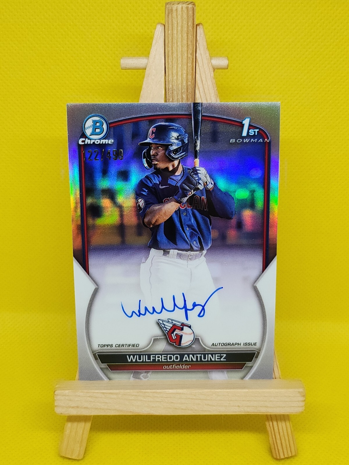 2023 BOWMAN CHROME WUILFREDO ANTUNEZ 1st Refractor Auto #'d 122/499 Guardians