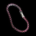 Ruby Bracelet Secure Clasp 6.5" 14k White Gold Plated 3.5mm