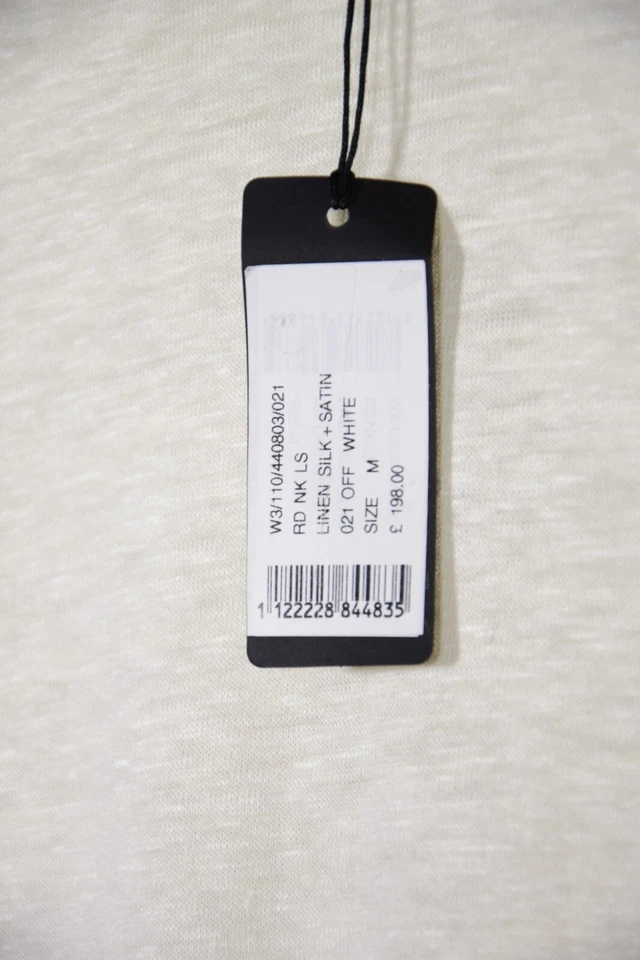 NEW JOSEPH Ecru Round neck SATIN/KNIT BLOUSE Long sleeve | Size M | SILK LINEN - Image 4 of 4