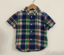 RALPH LAUREN Camicia bambino blu quadri colorati Tg 12 Mesi