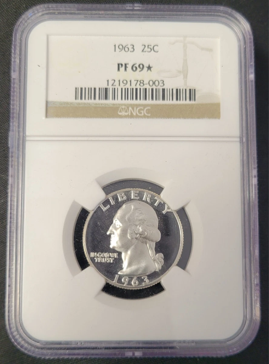 Proof PR 69 Graded 1963 Washington Quarters (1932-1998) for sale