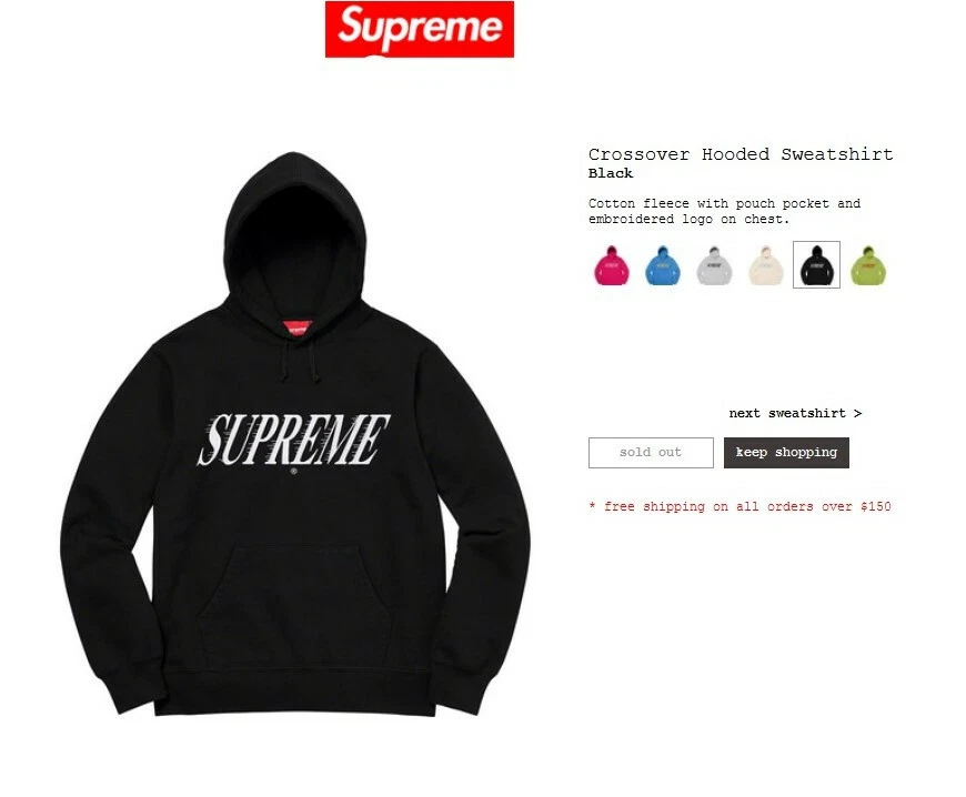 Supreme Crossover Sweatshirt à capuche Noir Medium DS