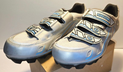 Pearl Izumi Cycling Shoes US 10.5 EUR 42 Silver Blue I-Beam Bike 2-Bolt 3-Strap