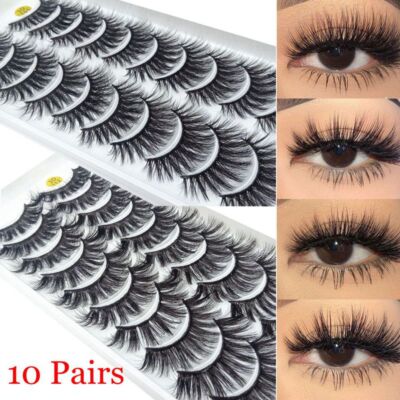 10Pairs 3D Mink False Eyelashes Natural Wispy Cross Fluffy Extension Eye Lashes 