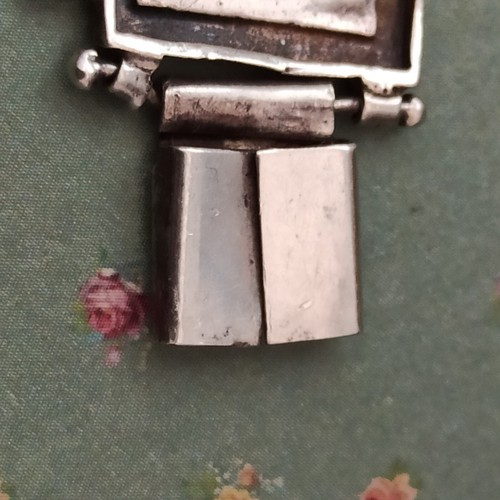 Vintage Watch Sterling Silver Rose Gold Works Signed MOTAG Israeli Bracelet OOAK - Picture 17 of 17