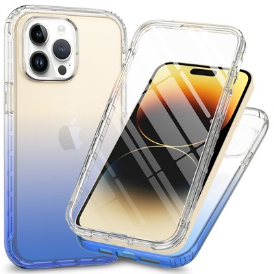 2-in-1 Gradient Color Phone Case For iphone 15 14 Plus 13 12 11 Pro Max X 7 Plus