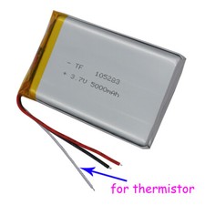 3.7V 5000mAh 18.5Wh Rechargeable NTC 3-Wires Thermistor Li Lipo Battery 105283