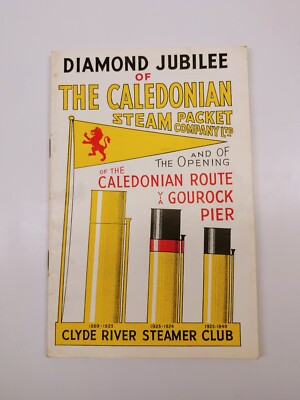 1950 Clyde River Steamer Club Caledonian Steam Packet Co. Diamond Jubilee Broch.