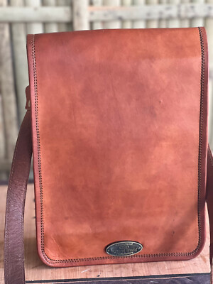 New Men's Vintage Goat Leather Full Flap Messenger Laptop Carrying case Bag