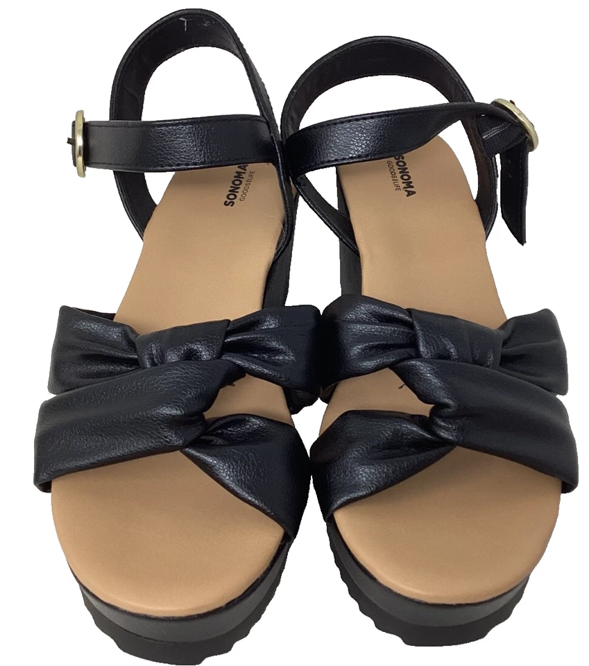 Sandalias de cuña de vestir negras cómodas Sonoma Zahra para mujer talla:10 70J Foto 2 de 4