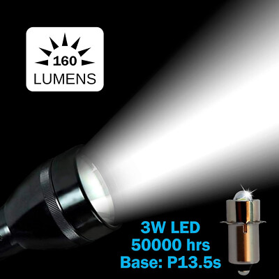 Kit HQRP Lentille Verre + Ampoule LED 3W Pour Maglite C/D (3-6 Piles)