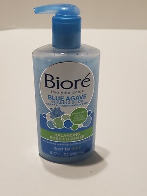 Biore Blue Agave + Baking Soda Balancing Pore Cleanser, Exfoliates, 6.77 fl. oz.