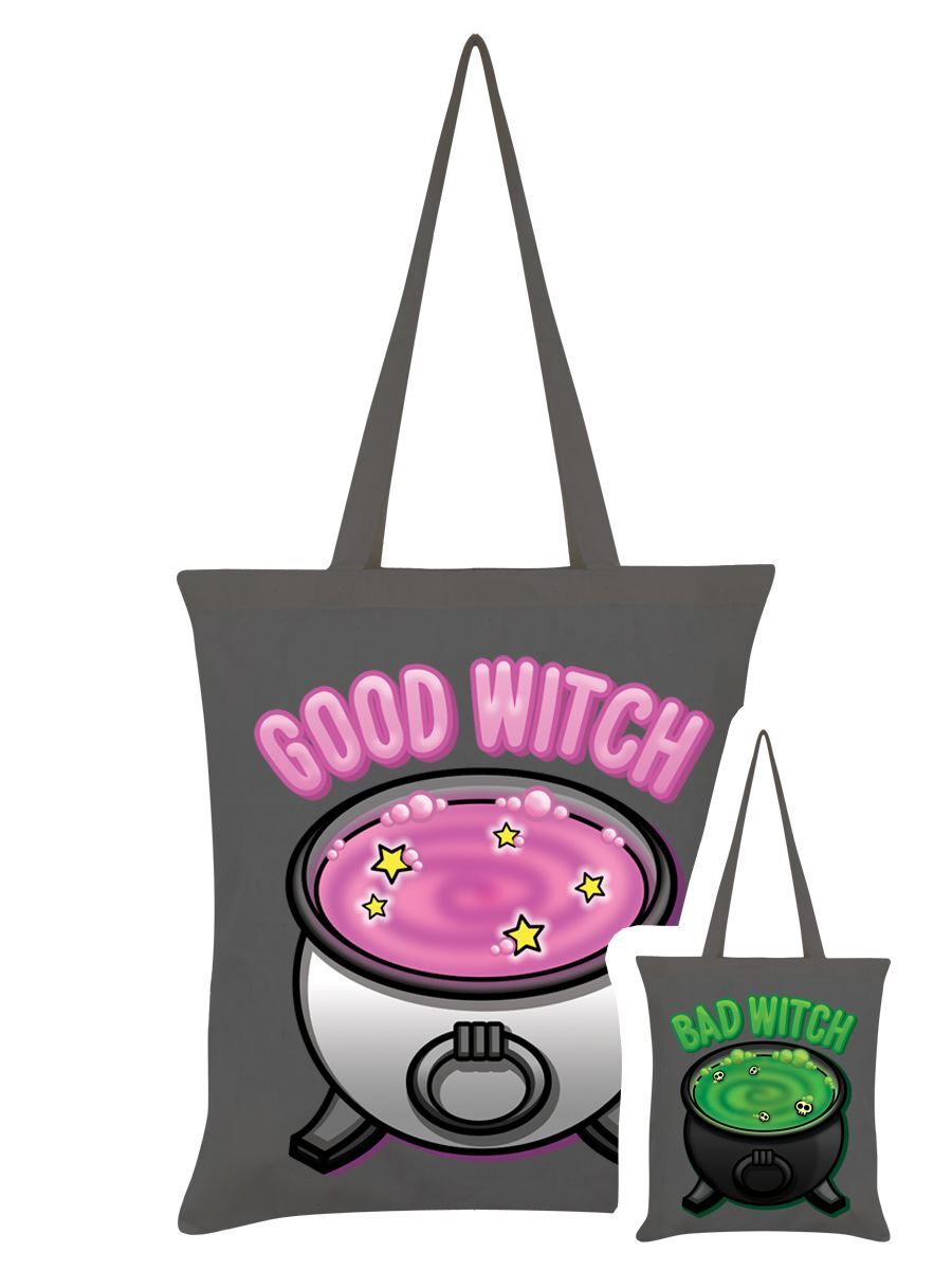 Good Witch Bad Witch Graphite Grey Double Sided Tote Bag