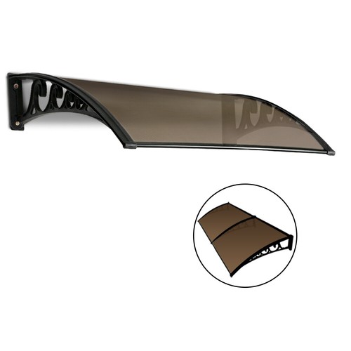 Instahut Window Awning Door Canopy 1m x 2m Brown Board Hollow Panel Frame - Picture 2 of 11