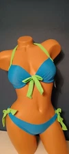 BEACH FASHION SWIMSUIT  BIKINI lot of 2 blue aqua green  small NWT