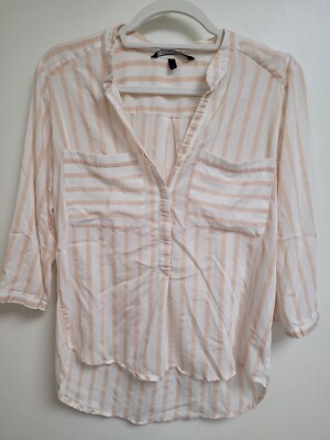 VERO MODA: leichte Bluse/Hemd gestreift, weiß/peach/apricot, Gr. S, Damen