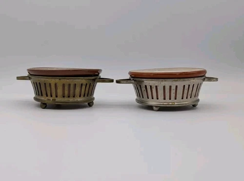 Klever Kraft 1920s 30s vintage art deco silver plated brass basket & Red Clay...