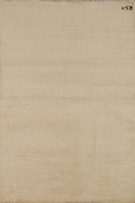 Elegant Handcrafted Gabbeh Solid Beige Wool Rug - Limited Edition'' 4x6 ft