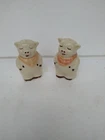 USA Pottery Smiley Pigs Red Handkerchief Salt & Pepper Shakers Vintage Shawnee