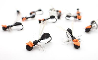 Moonlit HiVis Foam Assassin Ant Dry Fly sz14 12 flies Premium Barbless Hooks