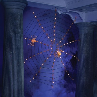 Orange Web Set Of 100 Lights, 4' Length  Halloween Decoration Indoor/Outdoor Use