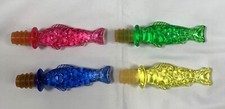 4 Colorful Plastic Acrylic Koi Fish Bottle Stoppers 5" Blue Pink Green Yellow