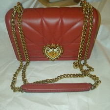 DOLCE & GABBANA RED Leather Devotion Shoulder Clutch Crossbody Bag