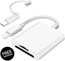 SD Card Reader for iPhone iPad Camera Dual Card Slot Memory Reader for SD and TF