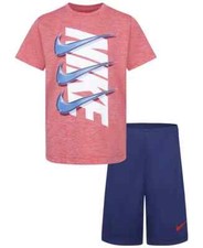 NIKE Little Boys 2 Piece Icon T-shirt and Shorts Set Navy/ Red Size 4