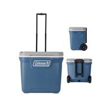 Coleman 316 Series 60QT Ice Chest Rolling Cooler with Wheels, Lakeside Blue