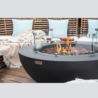 ELEMENTI Gasfeuerstelle Lunar in Beton-Optik dunkelgrau aus Faserbeton ca. ø 107