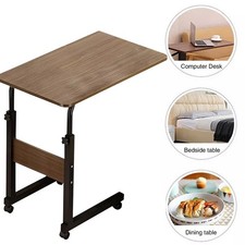 Adjustable Overbed Bedside Table with Wheels, Bed Desk, Over The Bed Table
