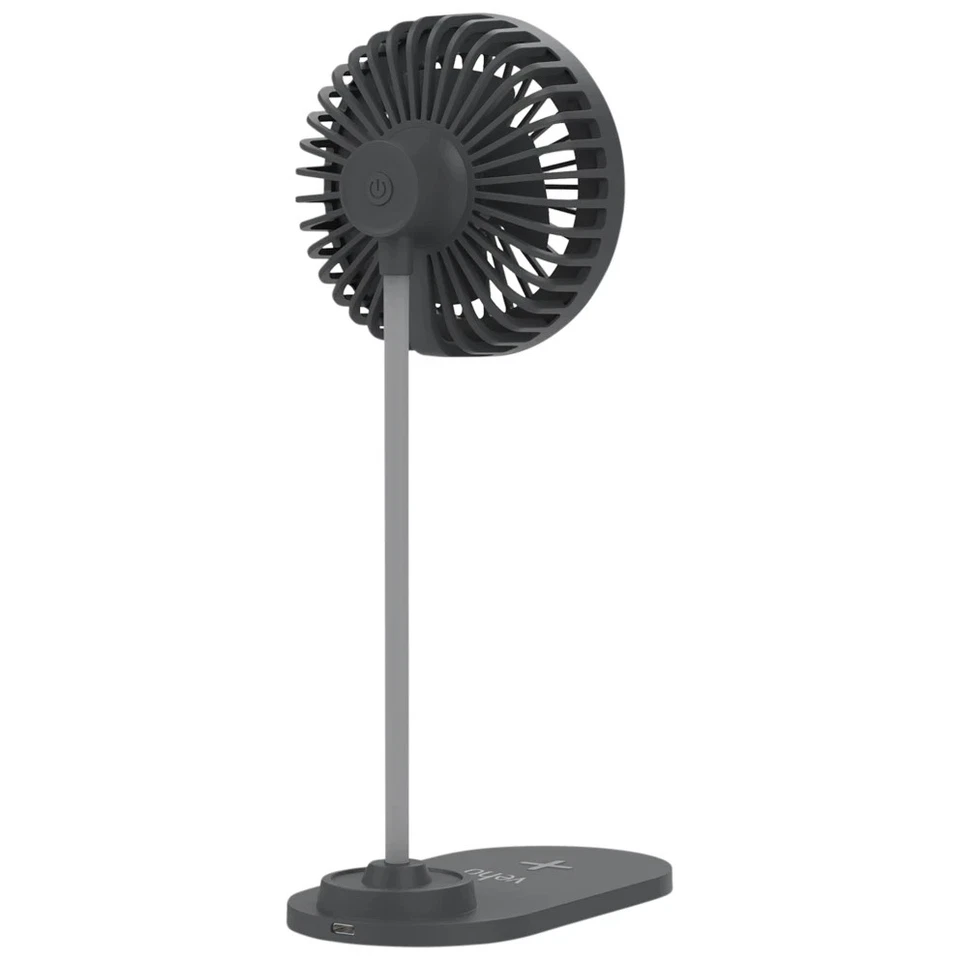 Ventilador de escritorio Veho™ 3 en 1, cargador QI 15W y anillo de luz LED: ventilador y cargador de 3 velocidades Foto 2 de 4