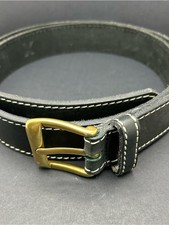 Vintage Cole Haan Black Leather Belt with Brass Buckle
